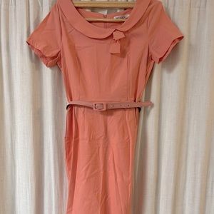 Apricot 1950s style bodycon pencil skirt dress
